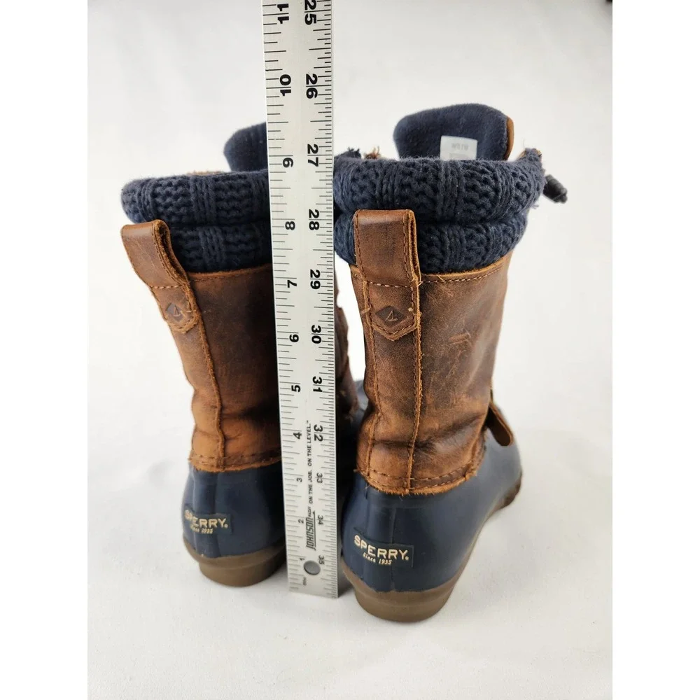 Sperry STS95908 Saltwater Misty Rain Duck Boots Barn Brown Leather Womens Sz 7 M